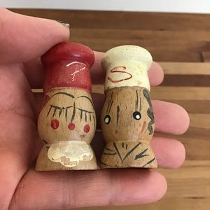Vintage Wooden Mr. Salt & Ms. Peppy Shakers